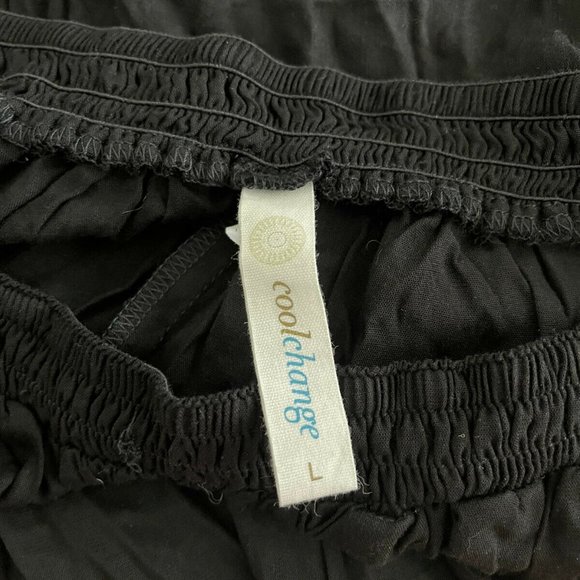 Cool Change Black Women's Elastic Waistband High Rise Pants Cropped - Picture 2 of 5